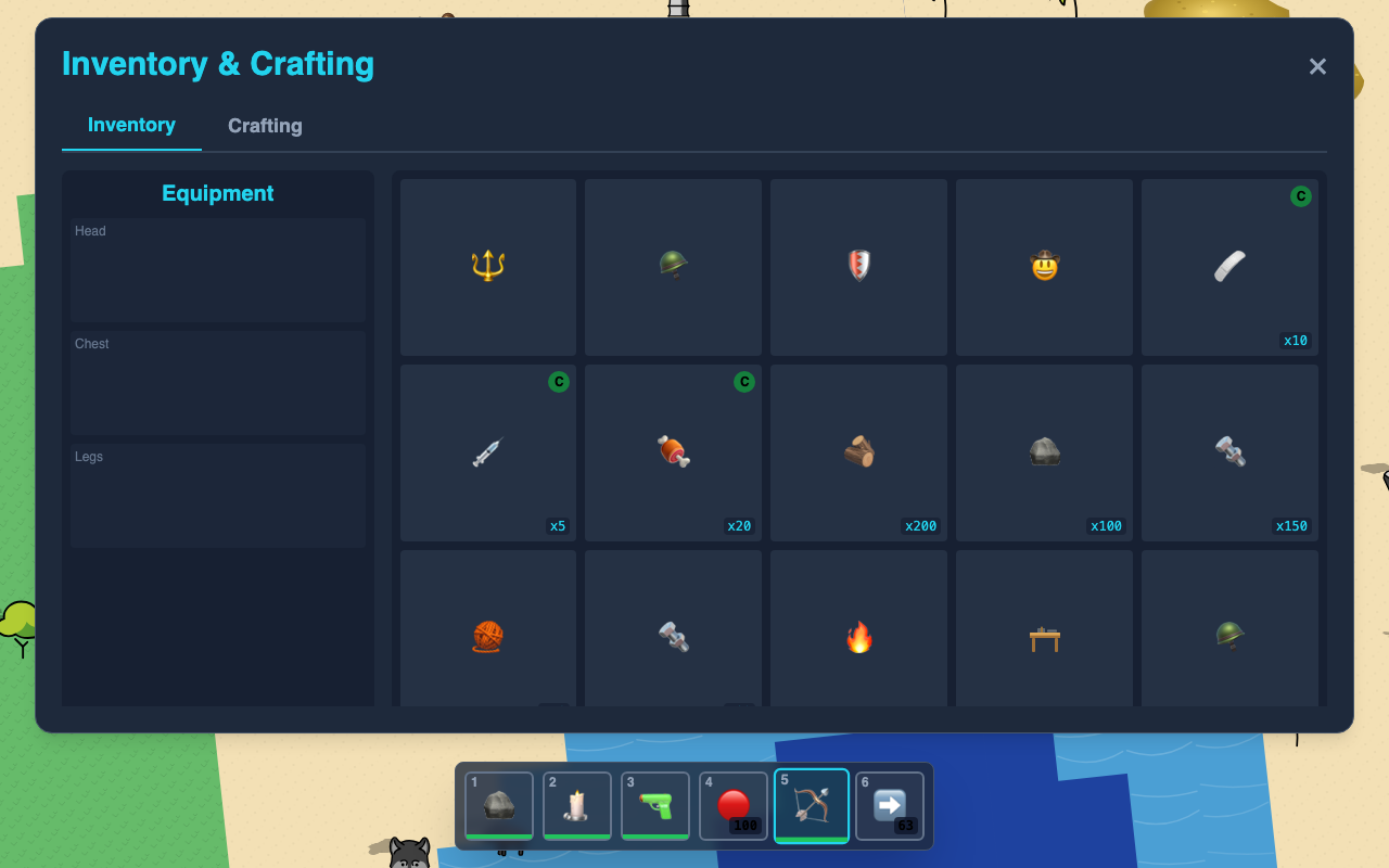 Inventory and equipment screen with full gear loadout