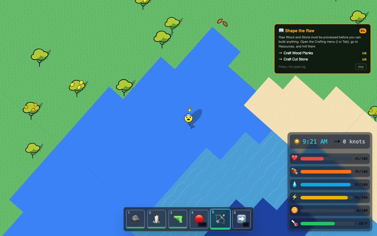 Ocean and beach biome with lush forest